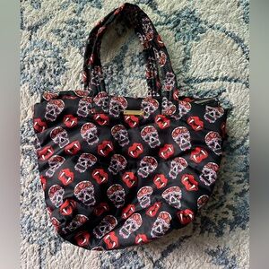 Betsy Johnson Sugar Skull Vampire Fangs Nylon Quilted Tote Bag